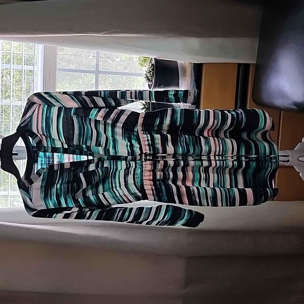 APT 9 Green Striped Long Sleeve Dress Sz 8